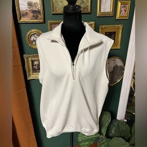 Donald Ross Cream Sleeveless Zip-Up Vest